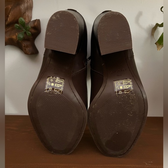 Aldo Brown Leather Ankle Boots - Picture 7 of 8